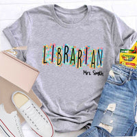 Personalized Librarian Name Floral T-Shirt