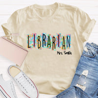 Personalized Librarian Name Floral T-Shirt