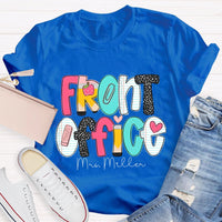 Personalized Name Front Office Pink Heart Teacher T-shirt