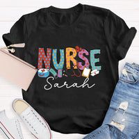 Personalized Name Nurse Medical Kit And Nurse Hat T-shirt