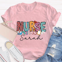 Personalized Name Nurse Medical Kit And Nurse Hat T-shirt
