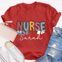 Personalized Name Nurse Medical Kit And Nurse Hat T-shirt