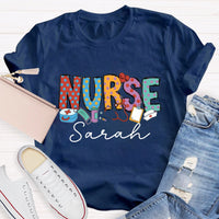 Personalized Name Nurse Medical Kit And Nurse Hat T-shirt