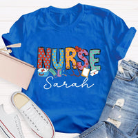 Personalized Name Nurse Medical Kit And Nurse Hat T-shirt
