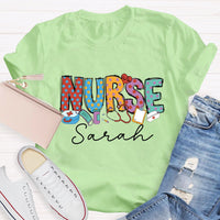 Personalized Name Nurse Medical Kit And Nurse Hat T-shirt