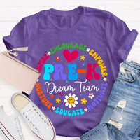 Personalized Grade Pre-K Dream Team Encourage Empower Educate Motivate Sunflowers And Heart T-shirt