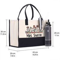Personalized Name Floral Para Teacher Cotton Tote Bag