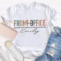 Personalized Name Front Office Squad Leopard Printed T-Shirt