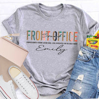 Personalized Name Front Office Squad Leopard Printed T-Shirt
