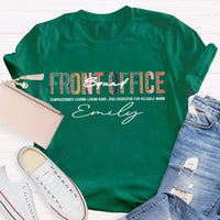 Personalized Name Front Office Squad Leopard Printed T-Shirt