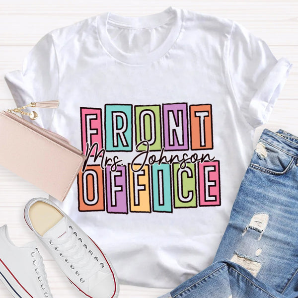 Personalized Name Front Office Square Letters T-shirt