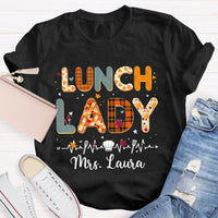 Personalized Name Lunch Lady Colorful Letter Print T-shirt