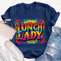 Lunch Lady Colorful Tie-Dye Print T-shirt