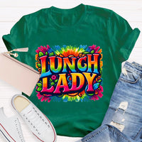 Lunch Lady Colorful Tie-Dye Print T-shirt