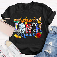 School Lunch Squad Colorful Letter Print T-shirt
