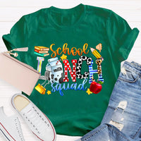 School Lunch Squad Colorful Letter Print T-shirt