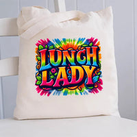 Lunch Lady Colorful Tie-Dye Canvas Tote Bag