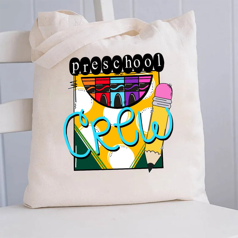 Personalized Grade Pre-k Crew Canvas Tote Bag