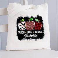Teacher Love Inspire Teacher Life Canvas Tote Bag