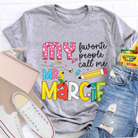 Personalized Name My Favorite People Call Me Teacher Star Pens T-shirt
