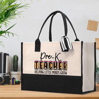 Personalized Grade Teacher Helping Little Minds Grow Cotton Tote Bag
