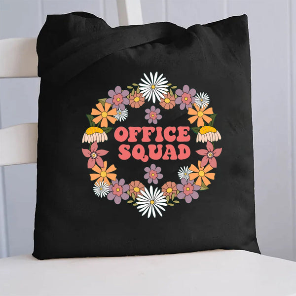 Office Squad Floral Canvas Tote Bag