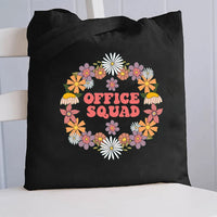Office Squad Floral Canvas Tote Bag