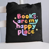 Books Are My Happy Place Canvas Tote Bag