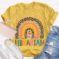 Colorful Letters And Leopard Print Combination Librarian T-shirt