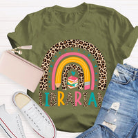 Colorful Letters And Leopard Print Combination Librarian T-shirt