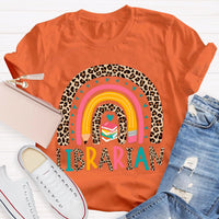 Colorful Letters And Leopard Print Combination Librarian T-shirt