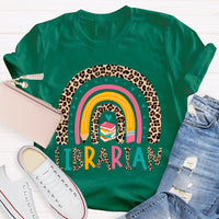 Colorful Letters And Leopard Print Combination Librarian T-shirt
