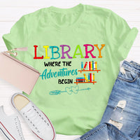 Library Where The Adventures Begin Coloring Book T-shirt