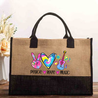 Peace Love Music Cotton Tote Bag