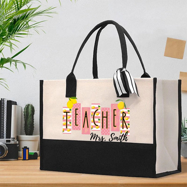 Personalized Name Lemon Tree Cotton Tote Bag