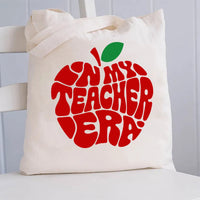 In My Teacher Era Red Apple Canvas Tote Bag