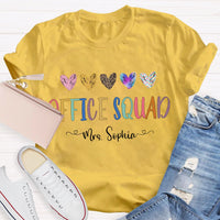 Personalized Name Office Squad Colored Heart T-shirt