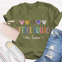 Personalized Name Office Squad Colored Heart T-shirt