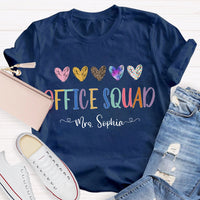 Personalized Name Office Squad Colored Heart T-shirt