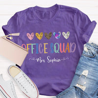 Personalized Name Office Squad Colored Heart T-shirt