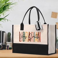 Personalized Name Colorful Letter Librarian Cotton Tote Bag