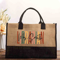 Personalized Name Colorful Letter Librarian Cotton Tote Bag
