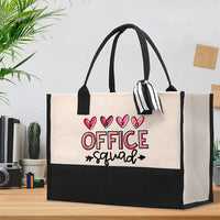 Office Squad Pink Heart Cotton Tote Bag