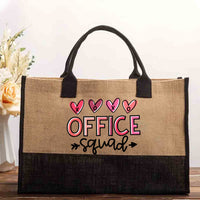 Office Squad Pink Heart Cotton Tote Bag