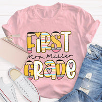 Personalized Name And Grade Funny Letters T-shirt