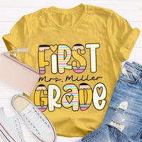 Personalized Name And Grade Funny Letters T-shirt