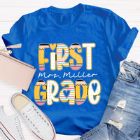 Personalized Name And Grade Funny Letters T-shirt