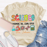 Personalized Name Science Experiment Fail Learn Repeat T-shirt