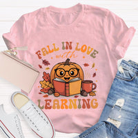 Fall In Love With Learning Teacher Pumpkin T-shirt
