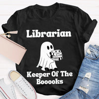 Librarian Keeper Of The Booooks Funny Halloween Spooky Librarian T-shirt